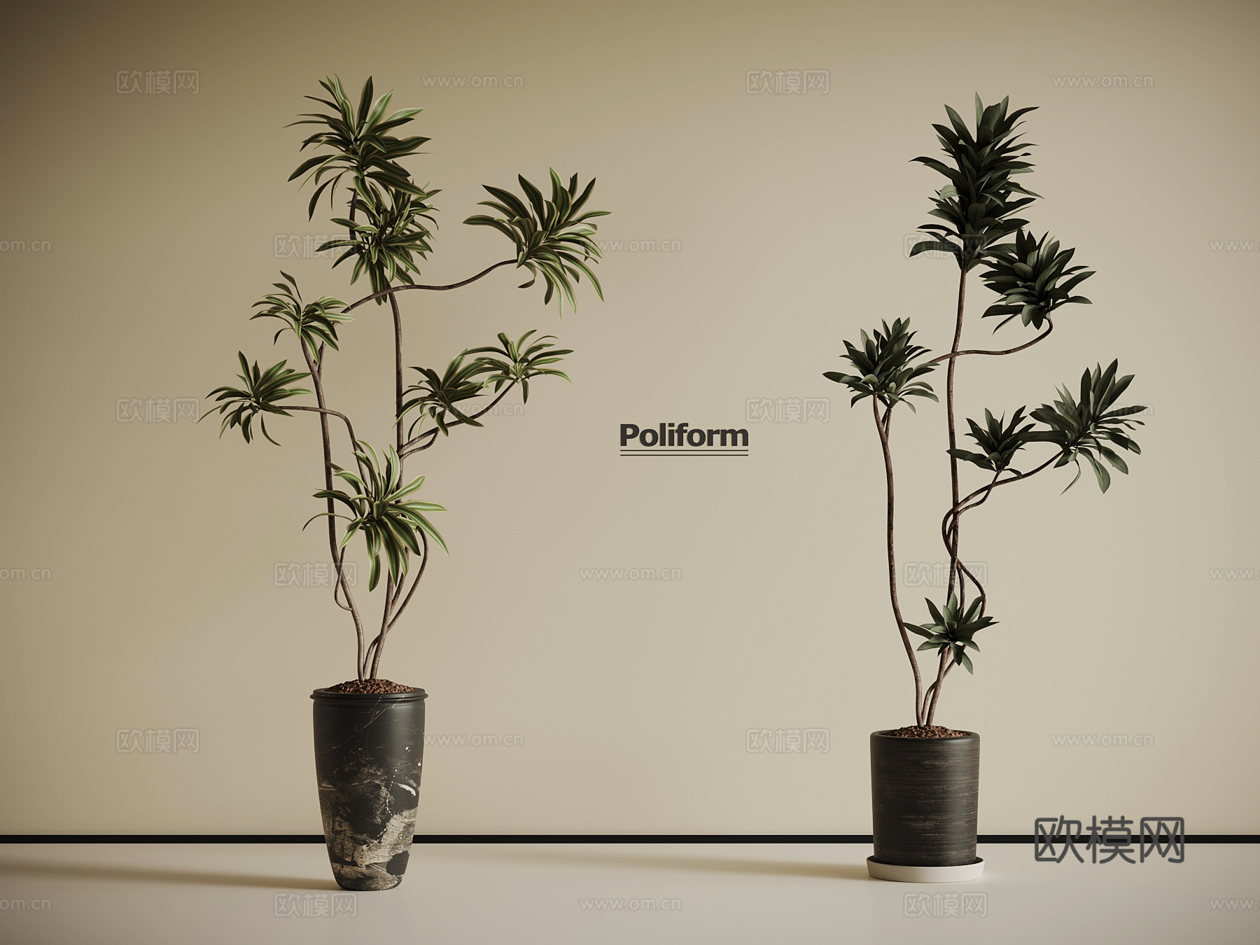 中古风 绿植盆栽su模型