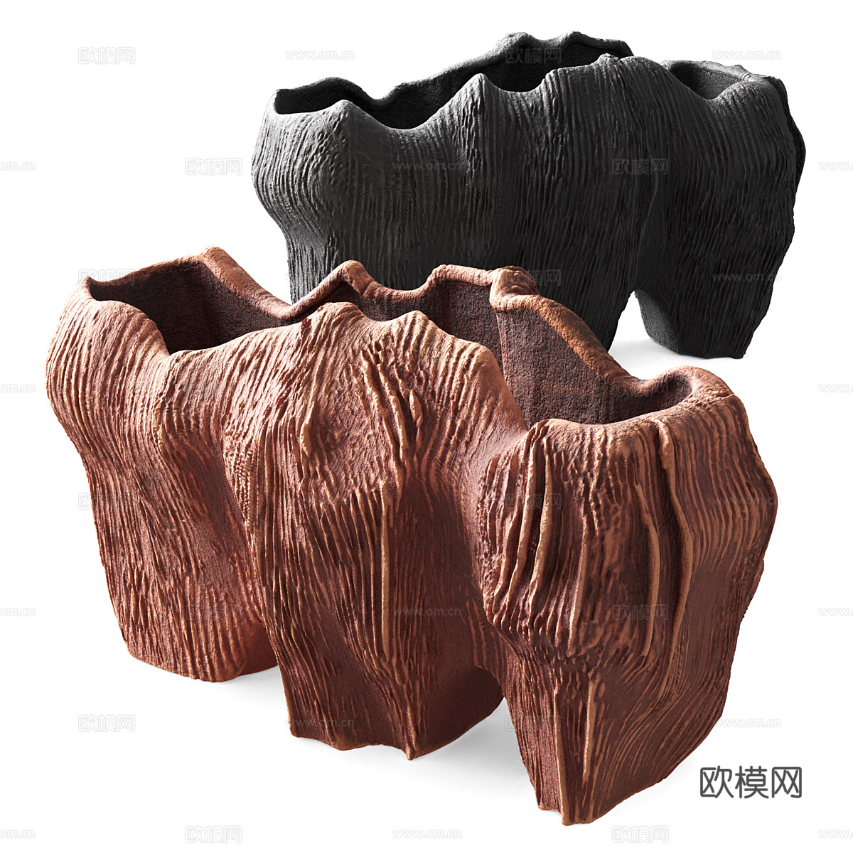 现代意式珊瑚花瓶 陶罐3d模型