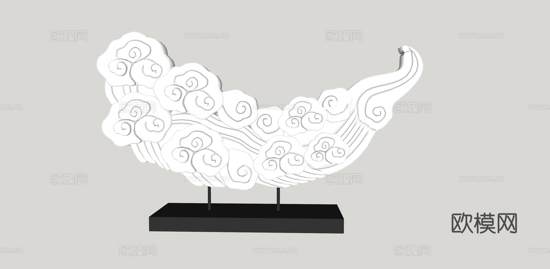 中式祥云雕塑摆件su模型下载