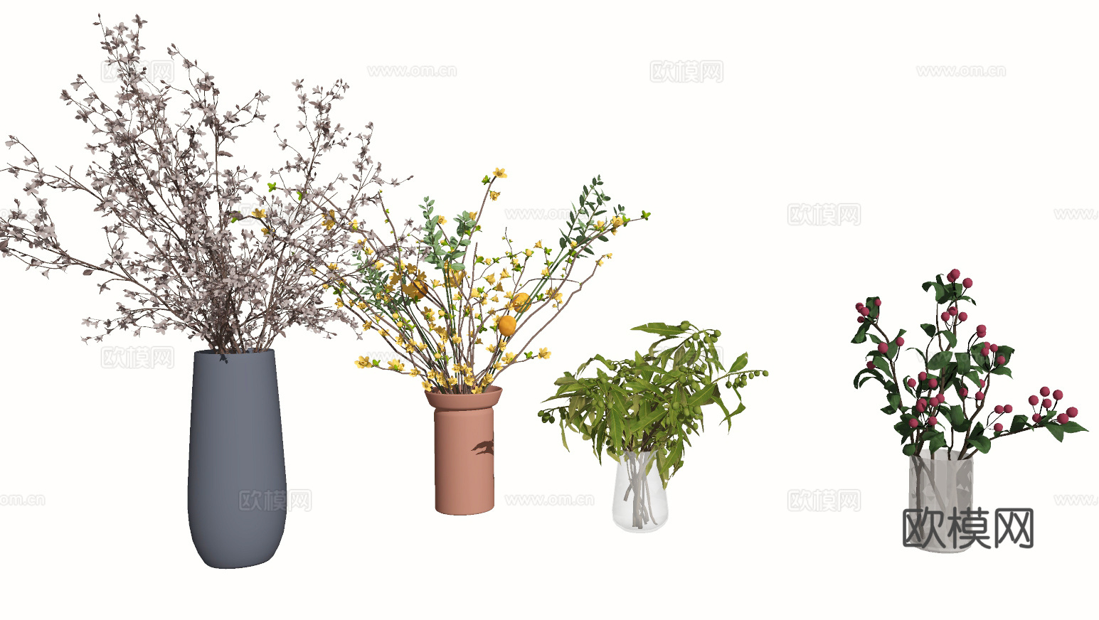 现代花瓶插花su模型下载