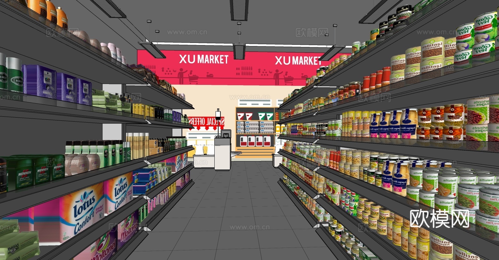 现代便利店超市su模型下载