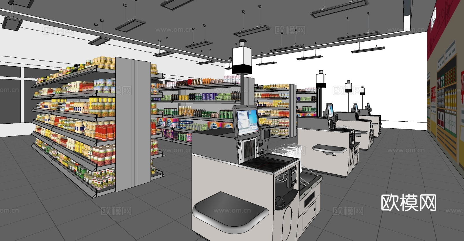 现代便利店超市su模型下载