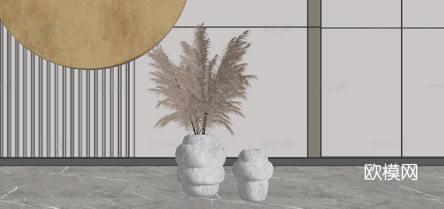 现代花瓶插花su模型下载