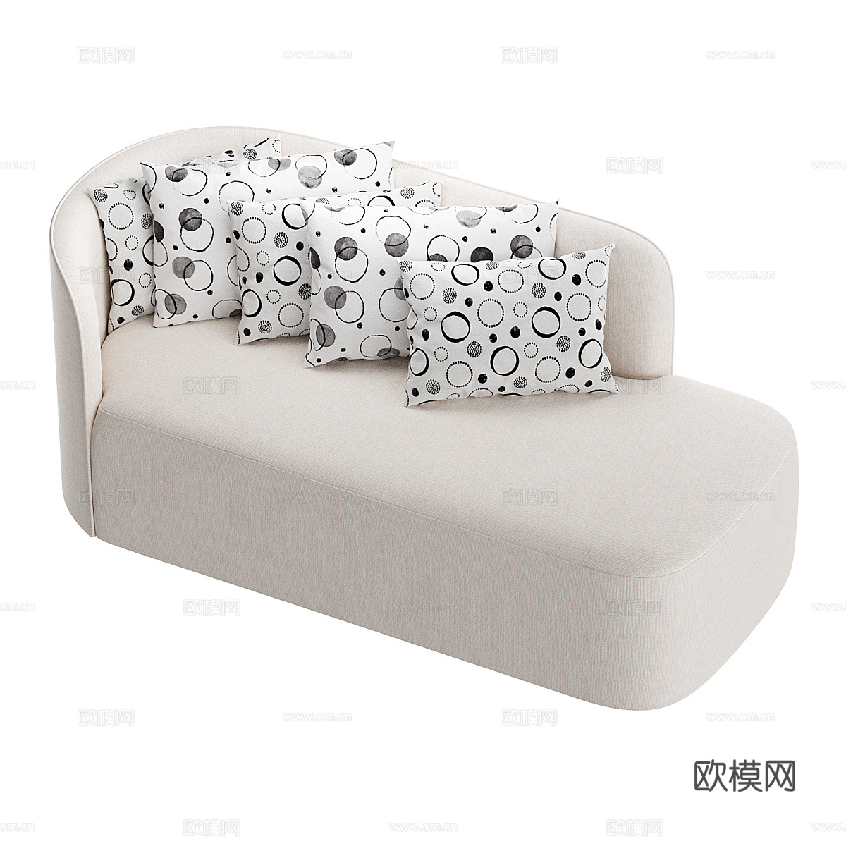 现代奶油风布艺休闲沙发3d模型