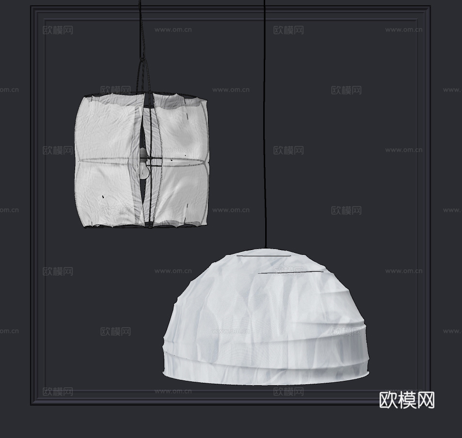 现代布艺吊灯su模型下载