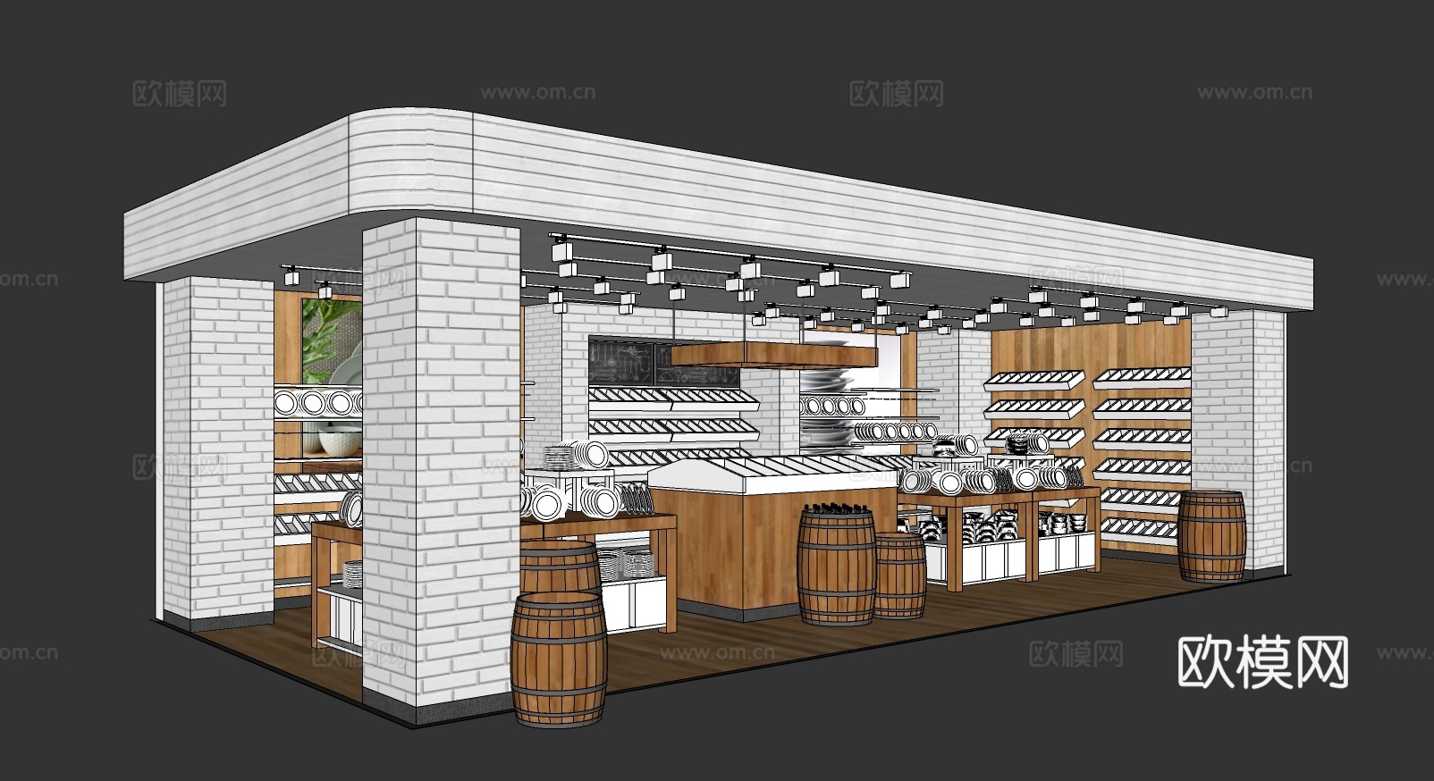 现代陶瓷专卖店su模型下载