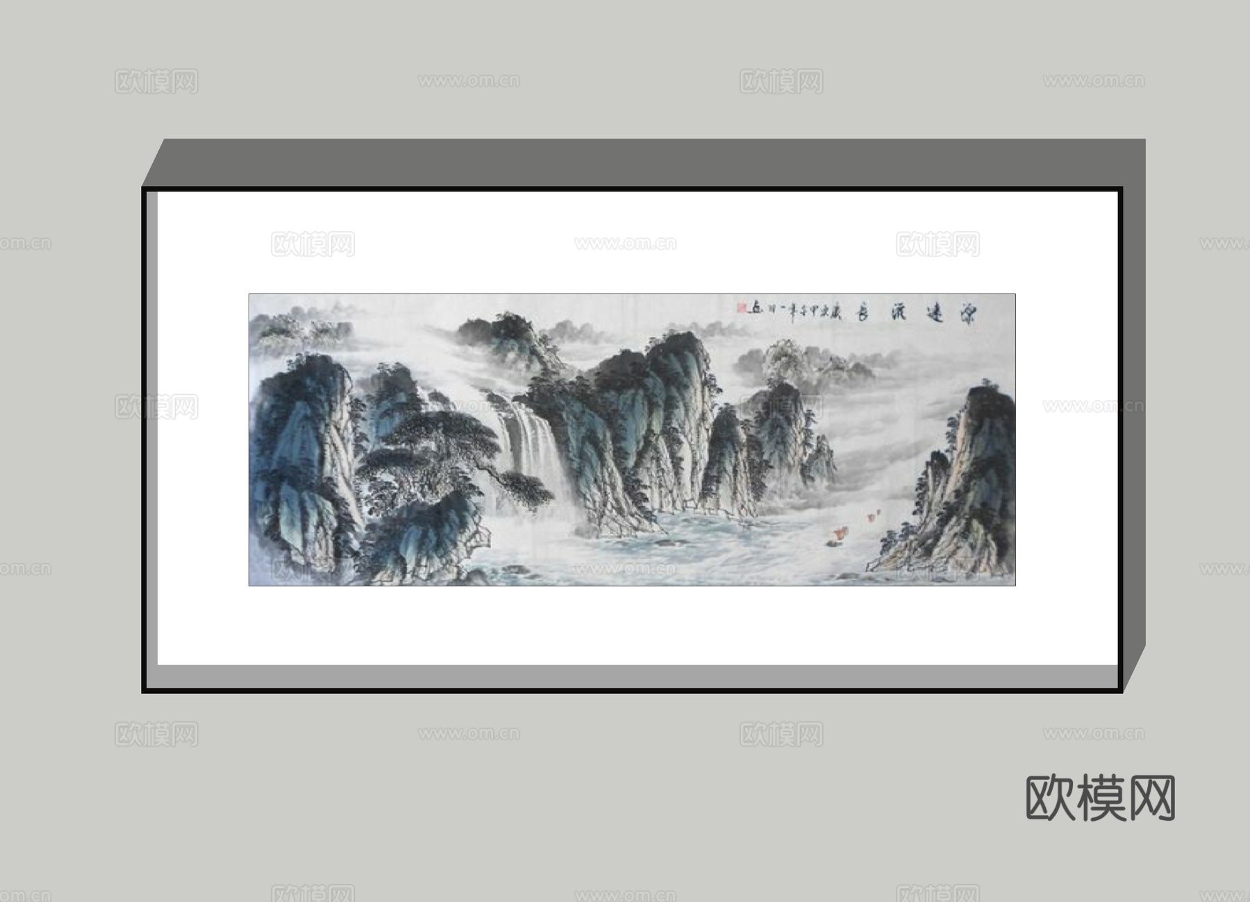新中式山水装饰画su模型下载