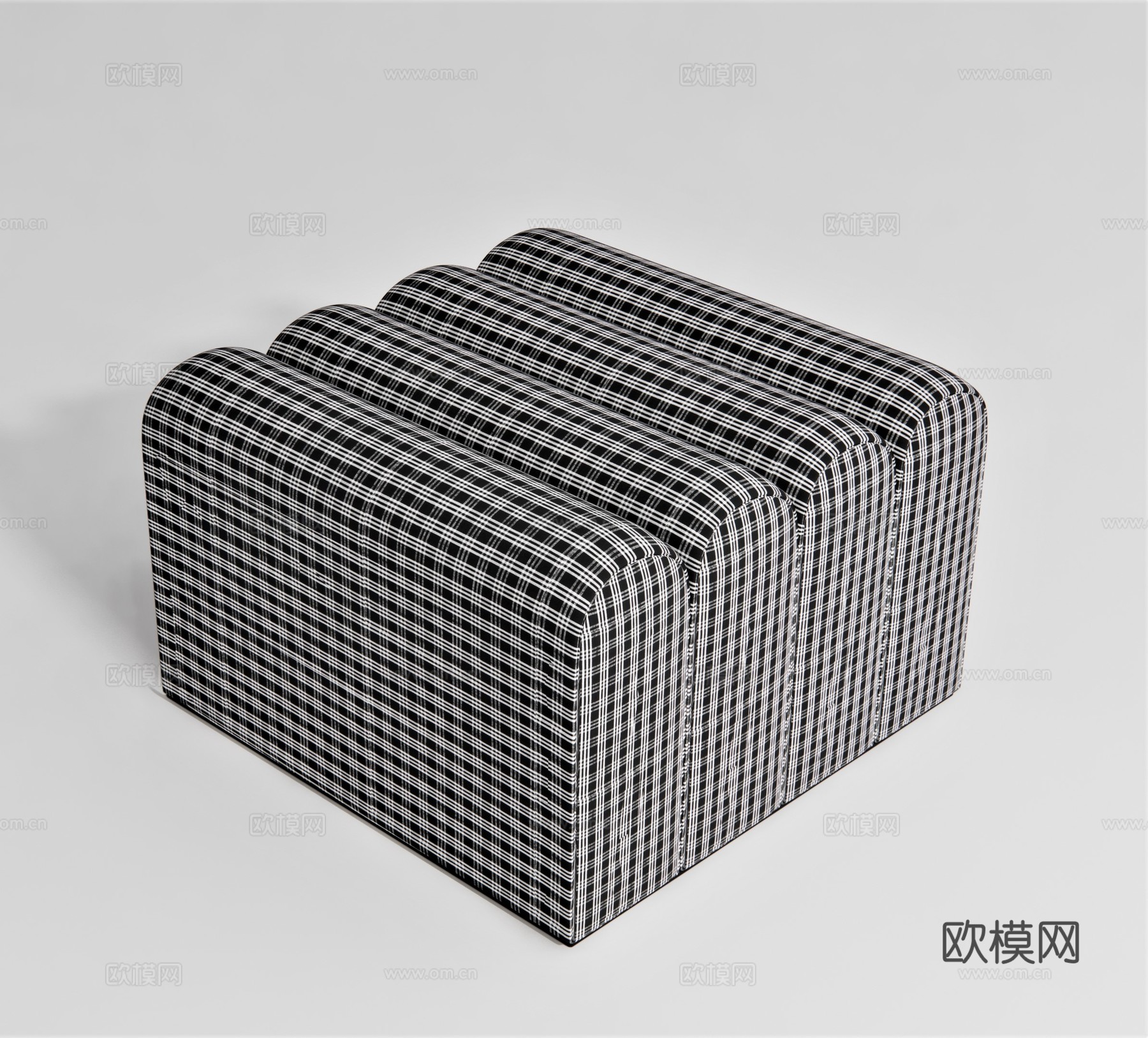 现代布艺沙发凳su模型下载