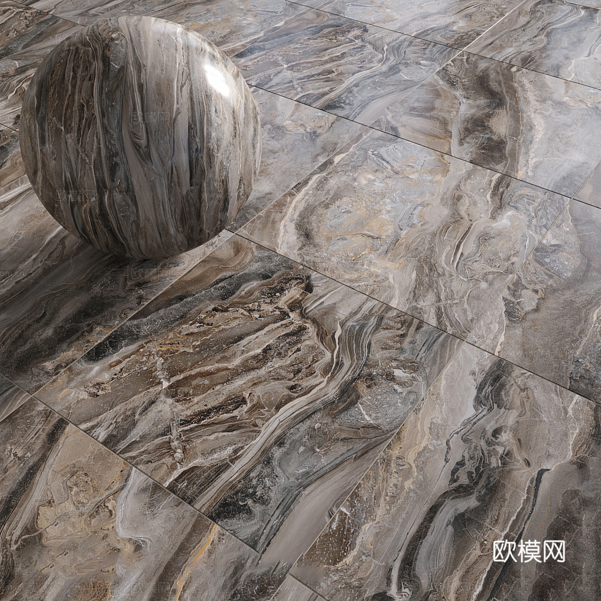 现代意式大理石 岩板 PU石材 花砖 马赛克瓷砖3d模型