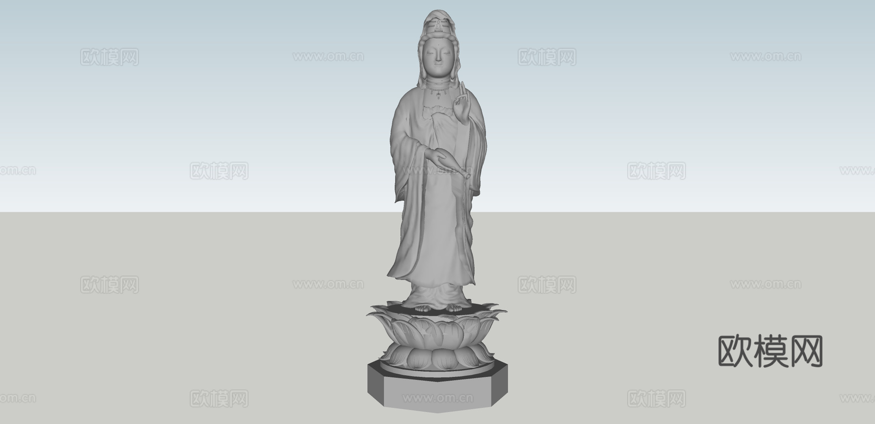 中式观音像佛像su模型下载