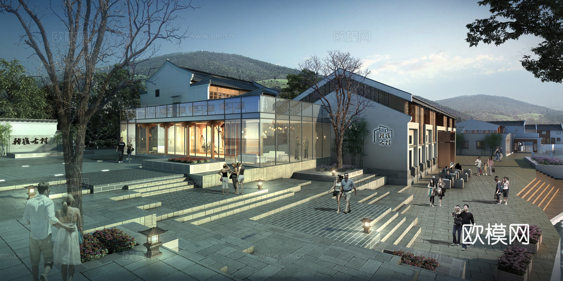 中式古村住宅su模型下载