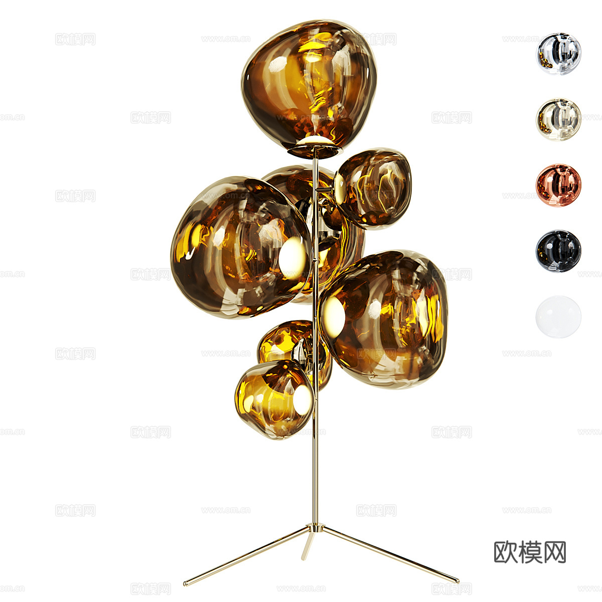 现代轻奢气泡玻璃落地灯3d模型