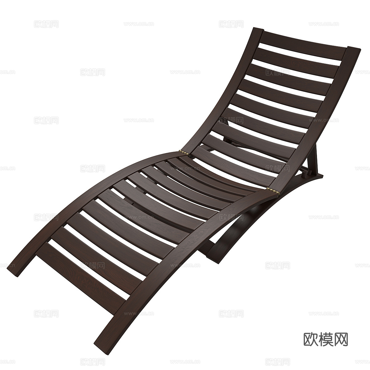 现代意式木质折叠躺椅3d模型