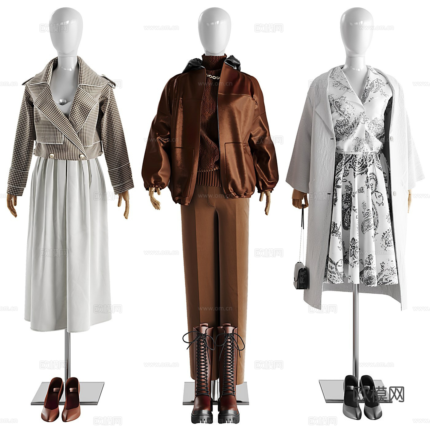 现代女装店服装模特su模型下载