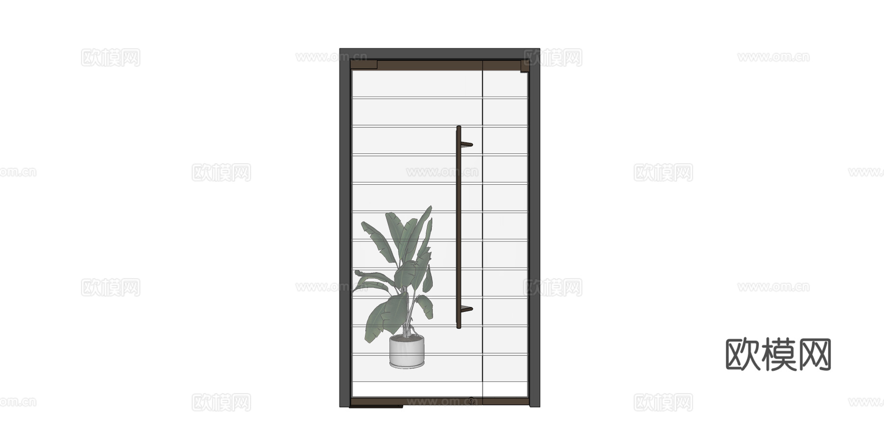 现代单开门玻璃门su模型下载