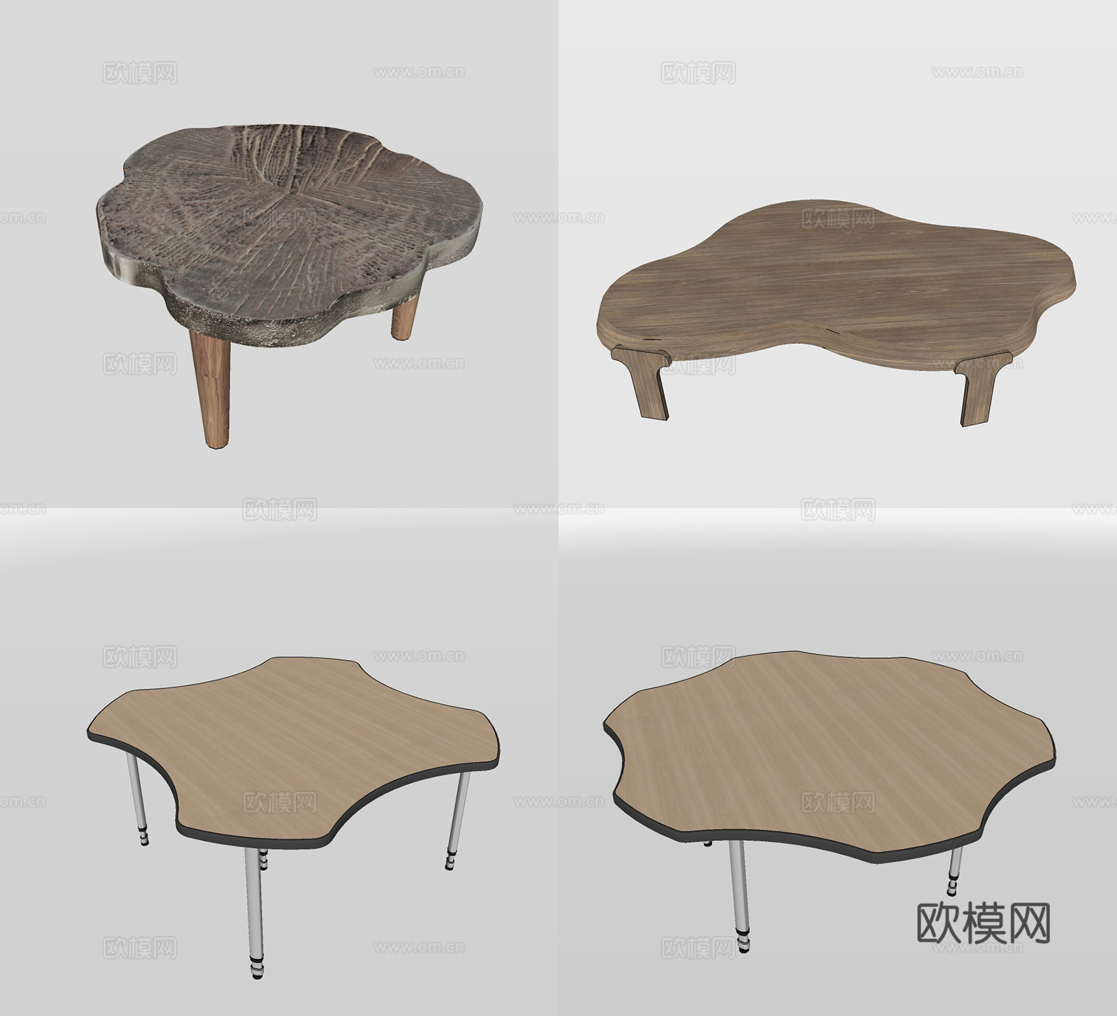 现代茶几su模型下载
