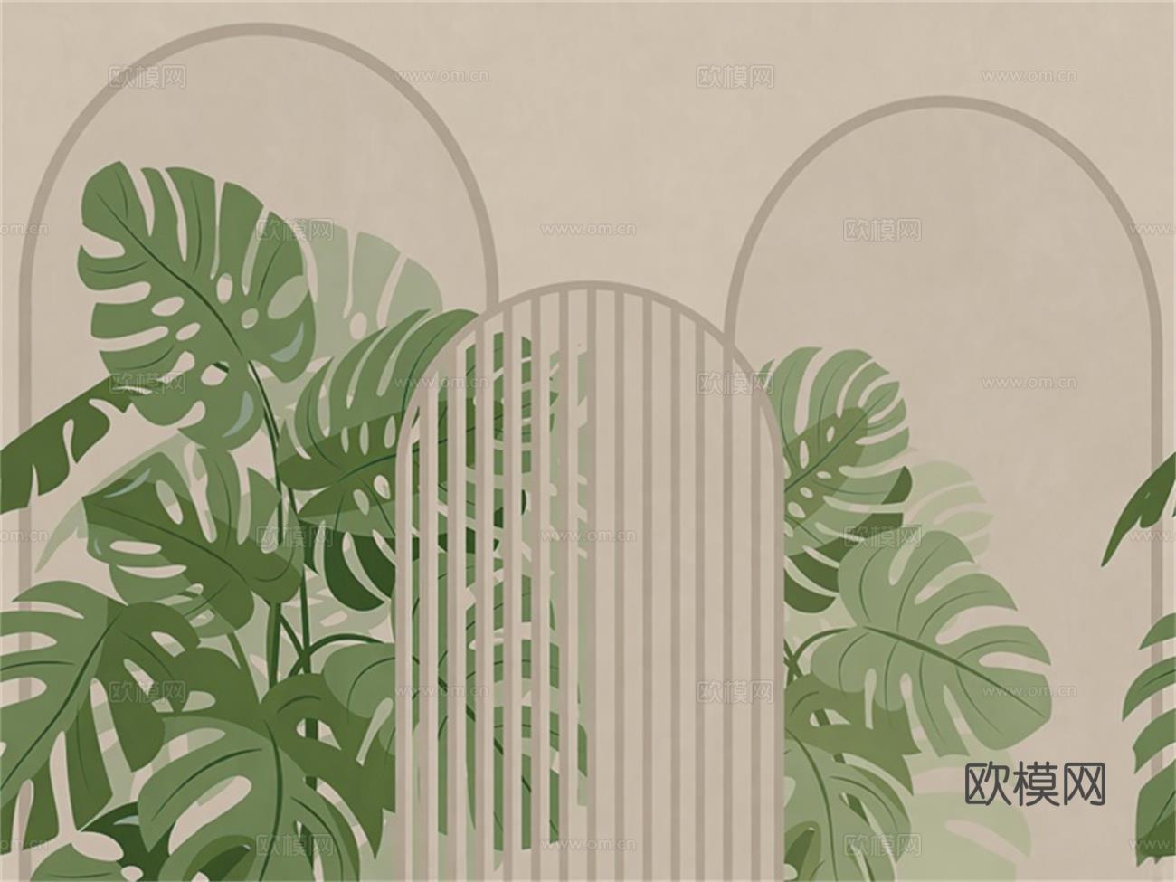 热带雨林植物装饰画壁画