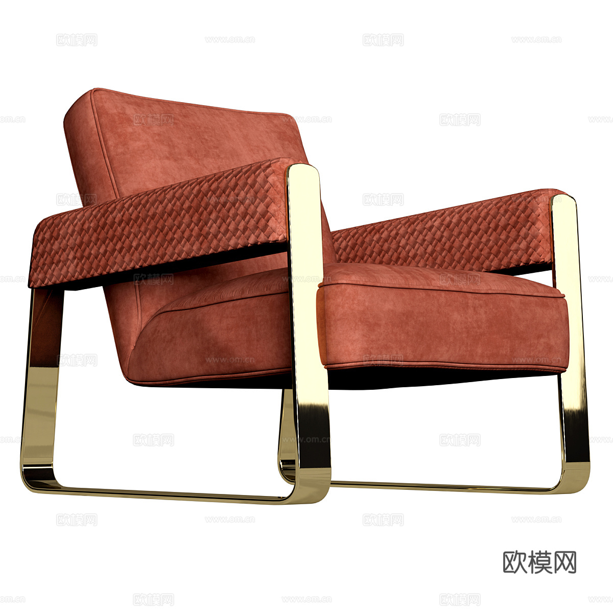 现代意式轻奢布艺扶手椅3d模型