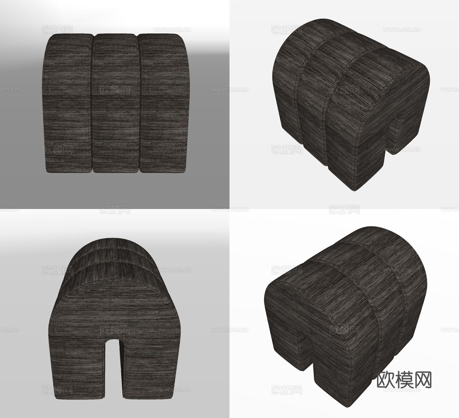 现代布艺沙发凳su模型下载