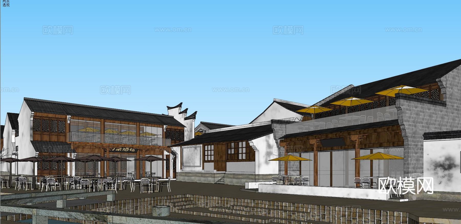 中式古村住宅su模型下载