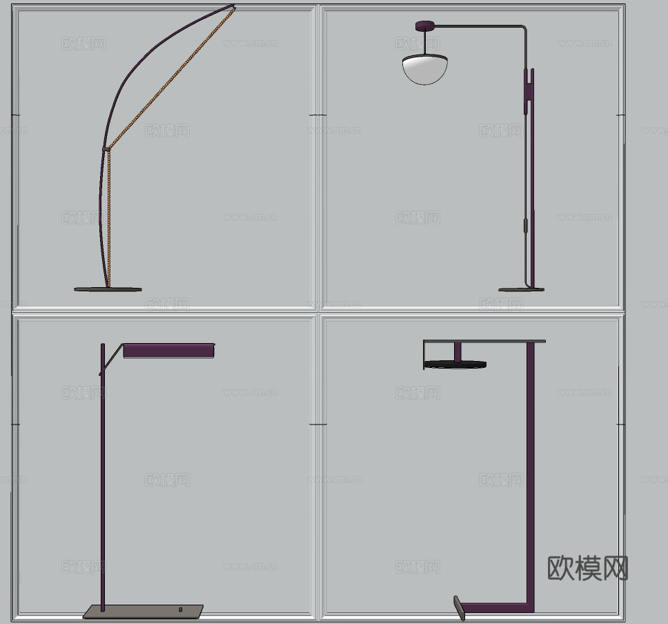 现代轻奢落地灯su模型下载