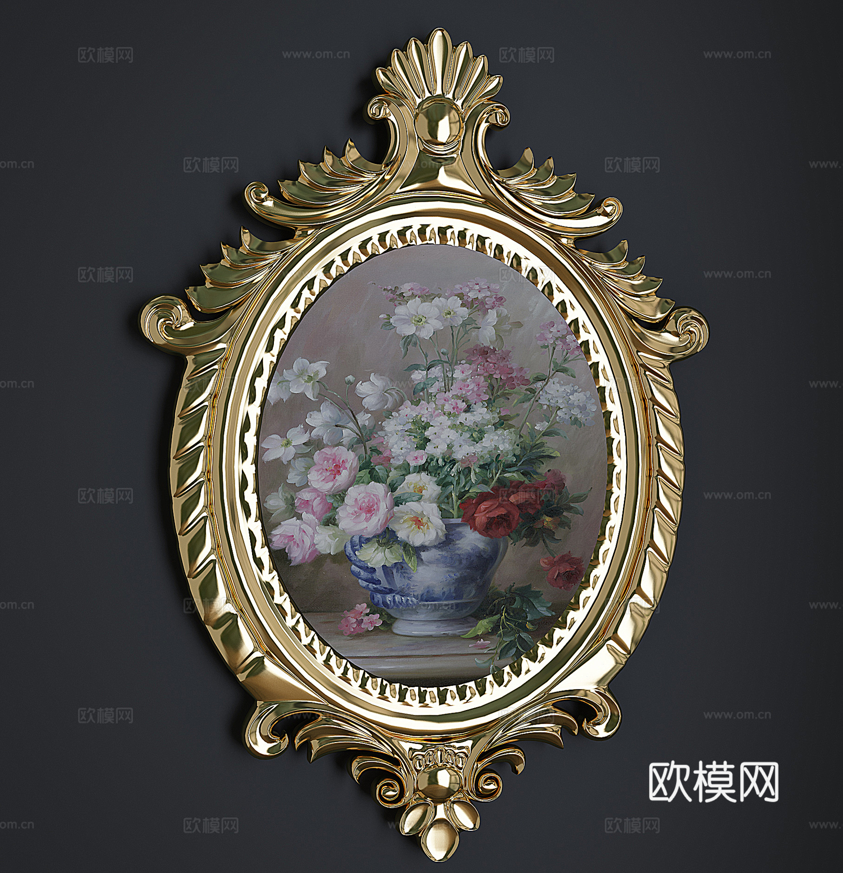 欧式雕花相框画框装饰画su模型下载