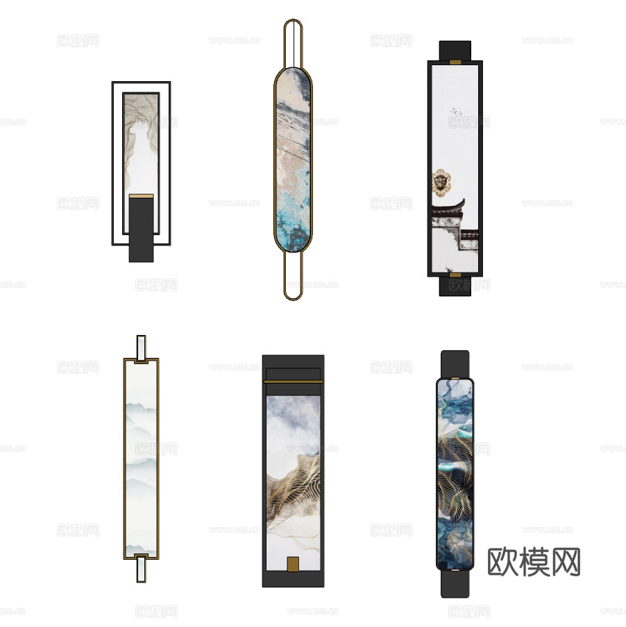 新中式轻奢壁灯su模型下载