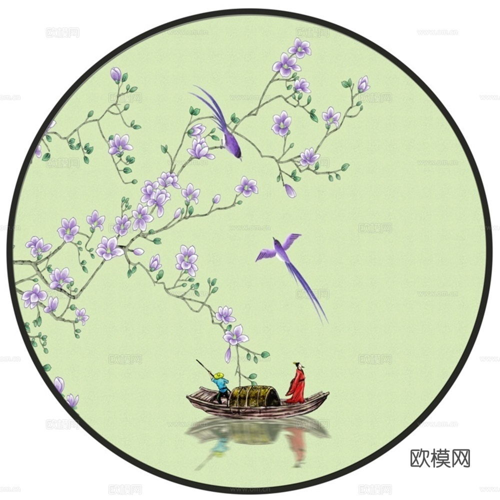 新中式圆形装饰画