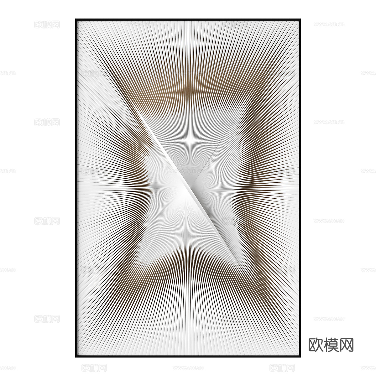 现代极简放射状装饰挂画3d模型