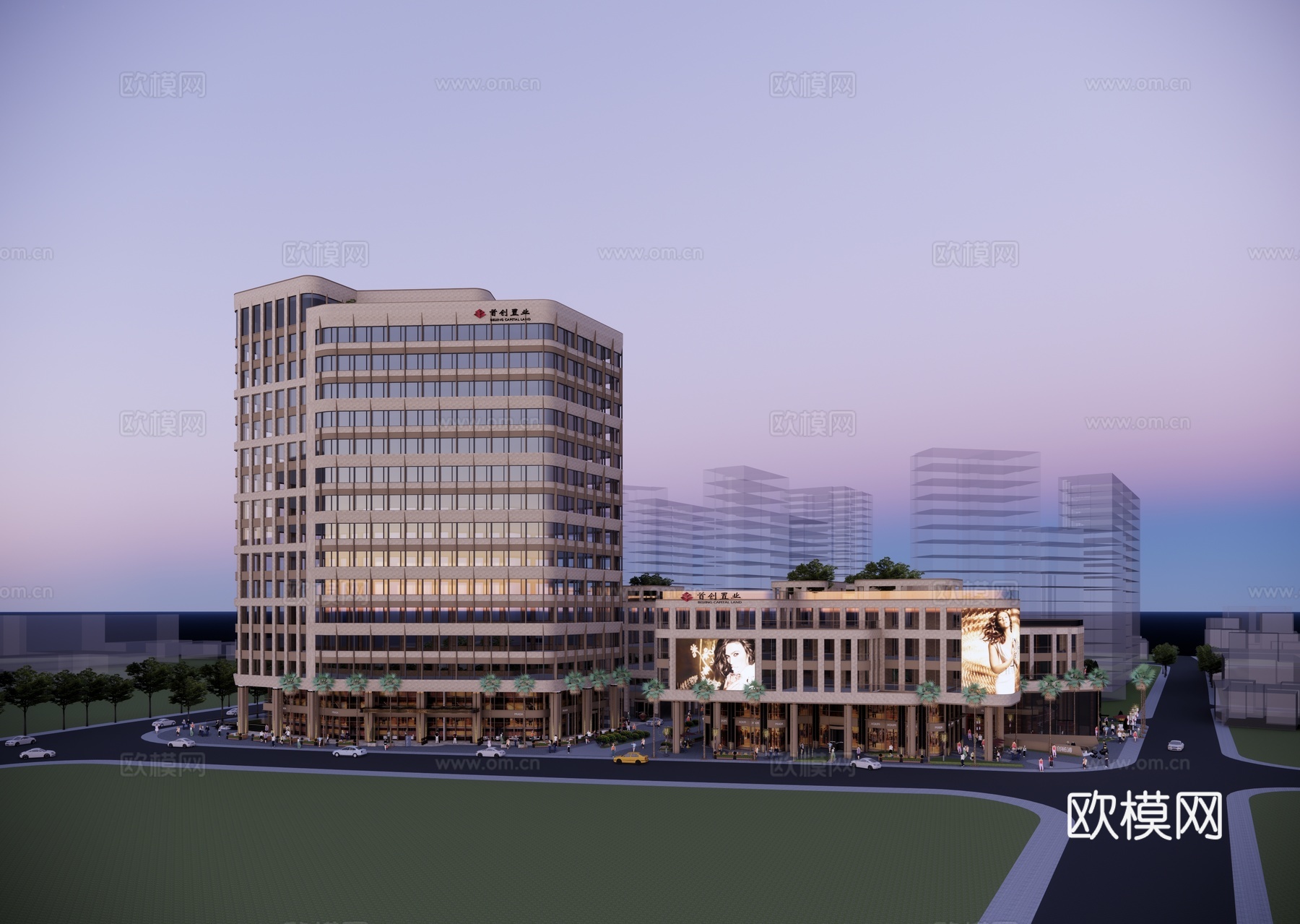 现代商业综合体建筑外观su模型下载