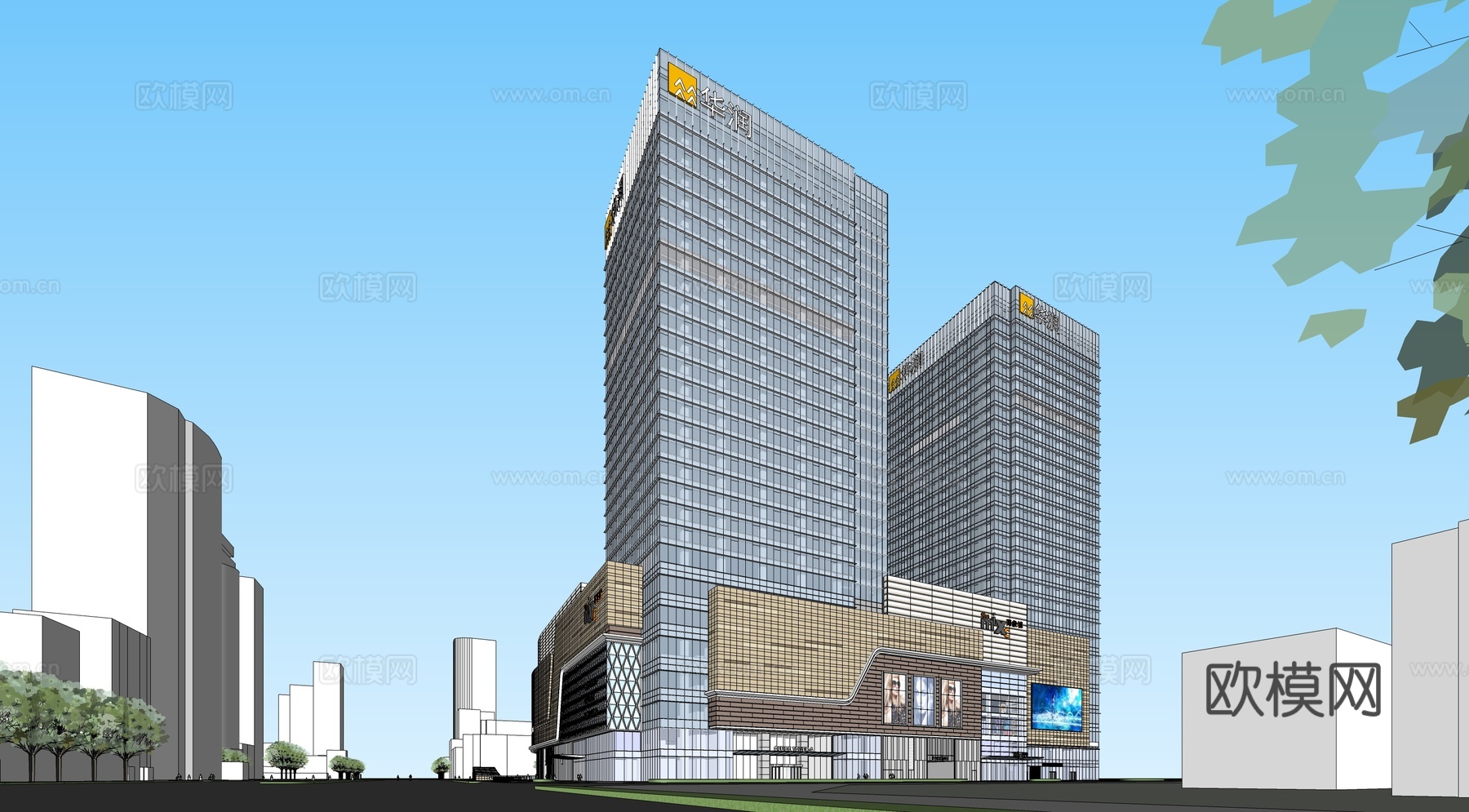 现代商场外观su模型下载
