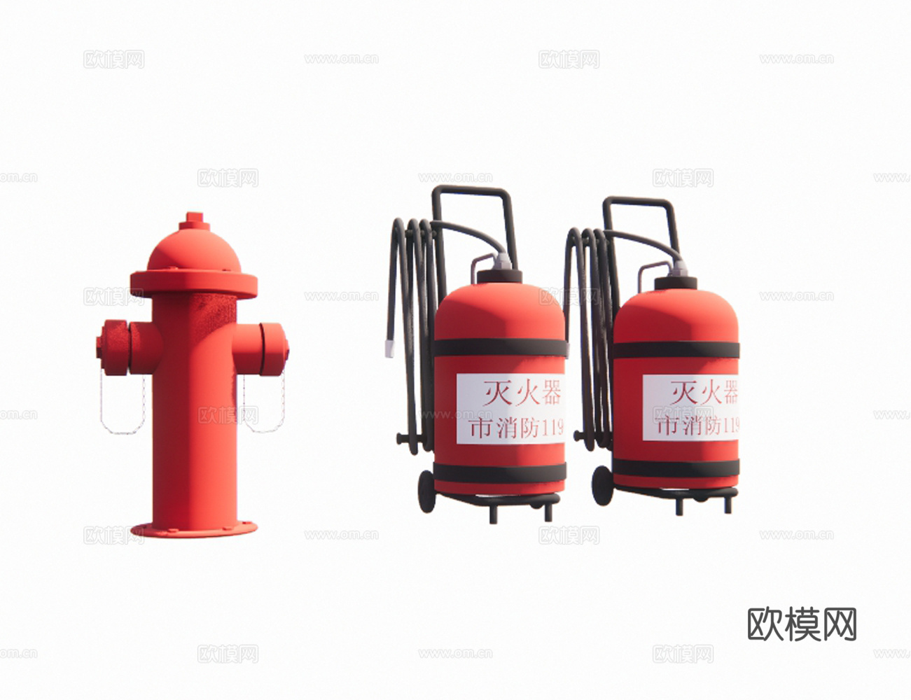现代消防栓灭火器su模型下载