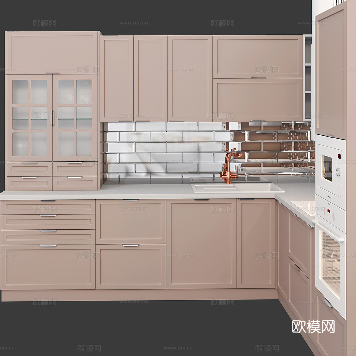 现代北欧奶油风橱柜3d模型