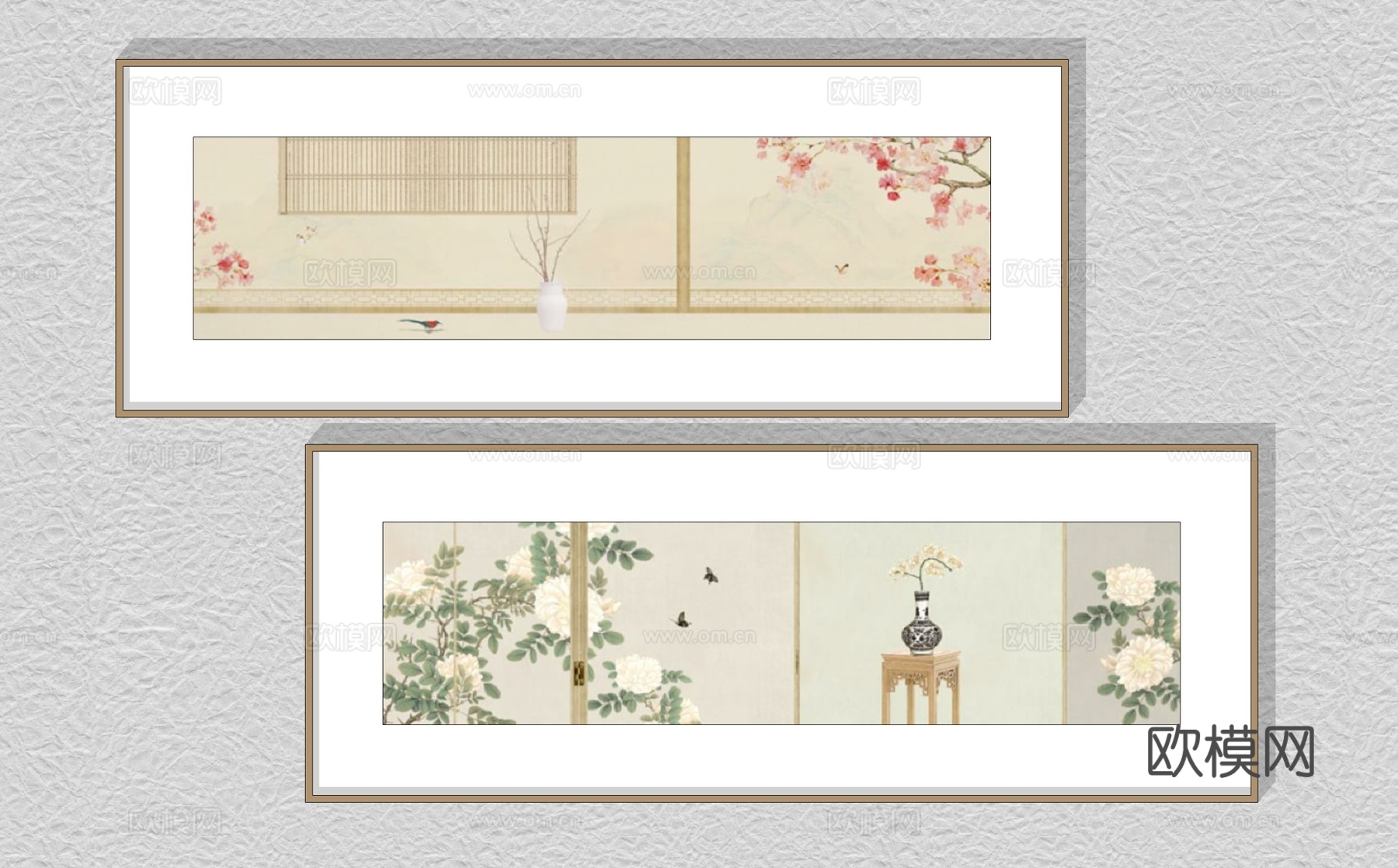 新中式装饰画挂画su模型下载
