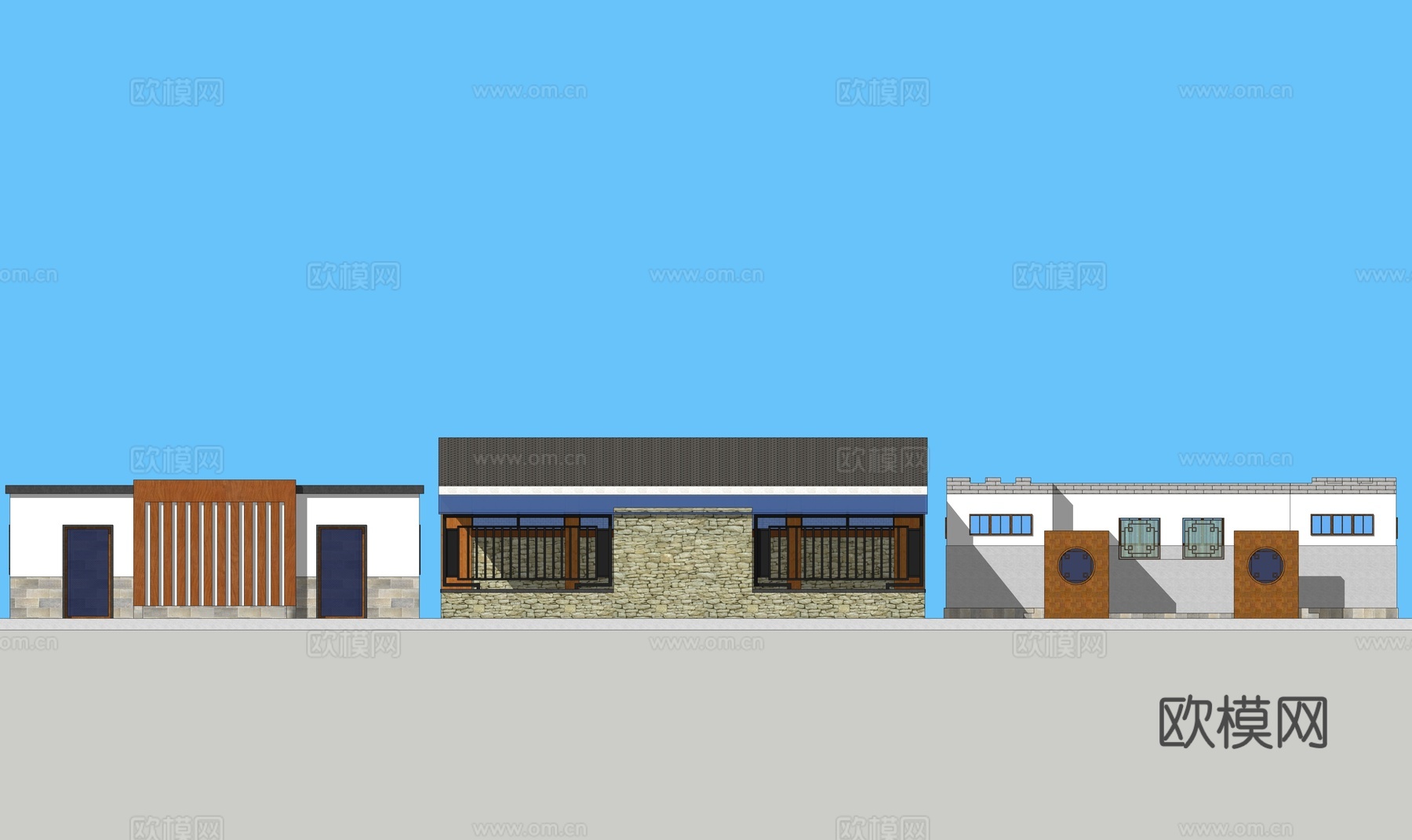 现代公共厕所建筑外观su模型下载