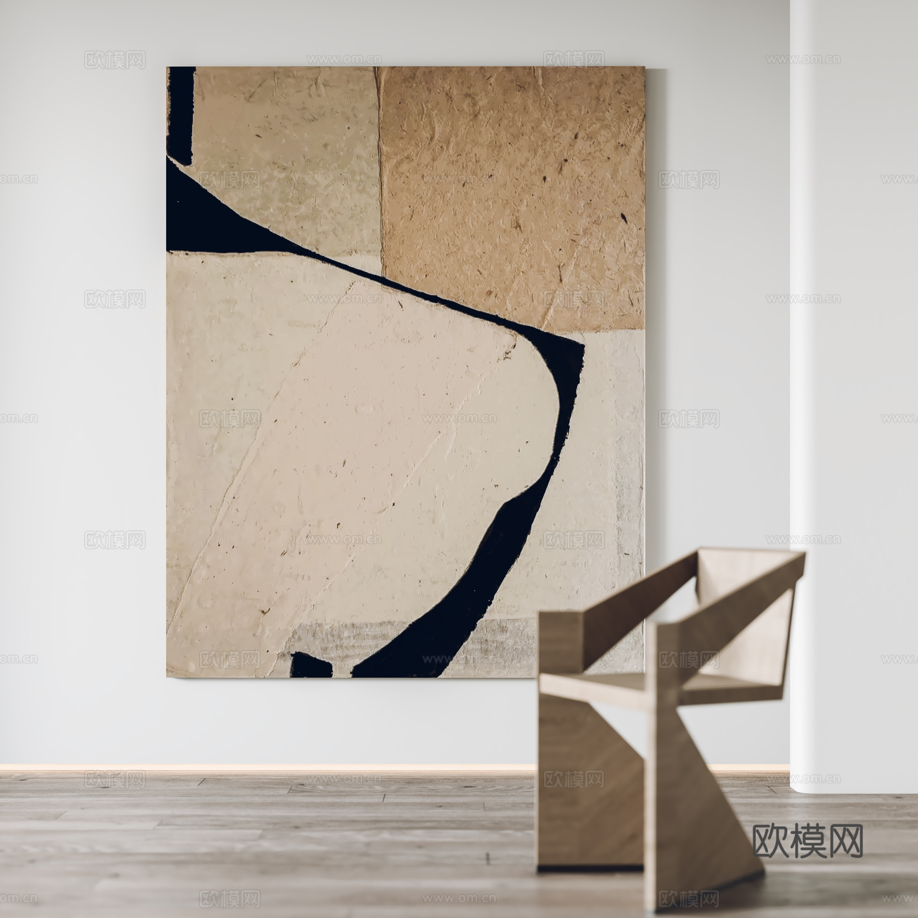 现代挂画 装饰画 单椅3d模型
