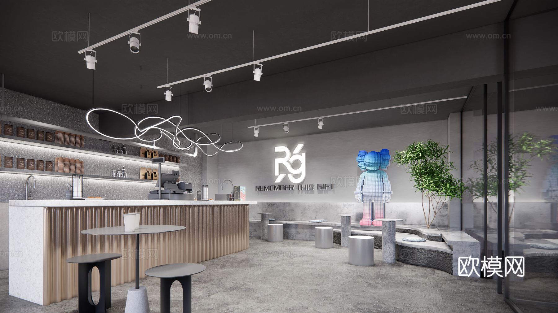 现代奶茶咖啡店su模型下载