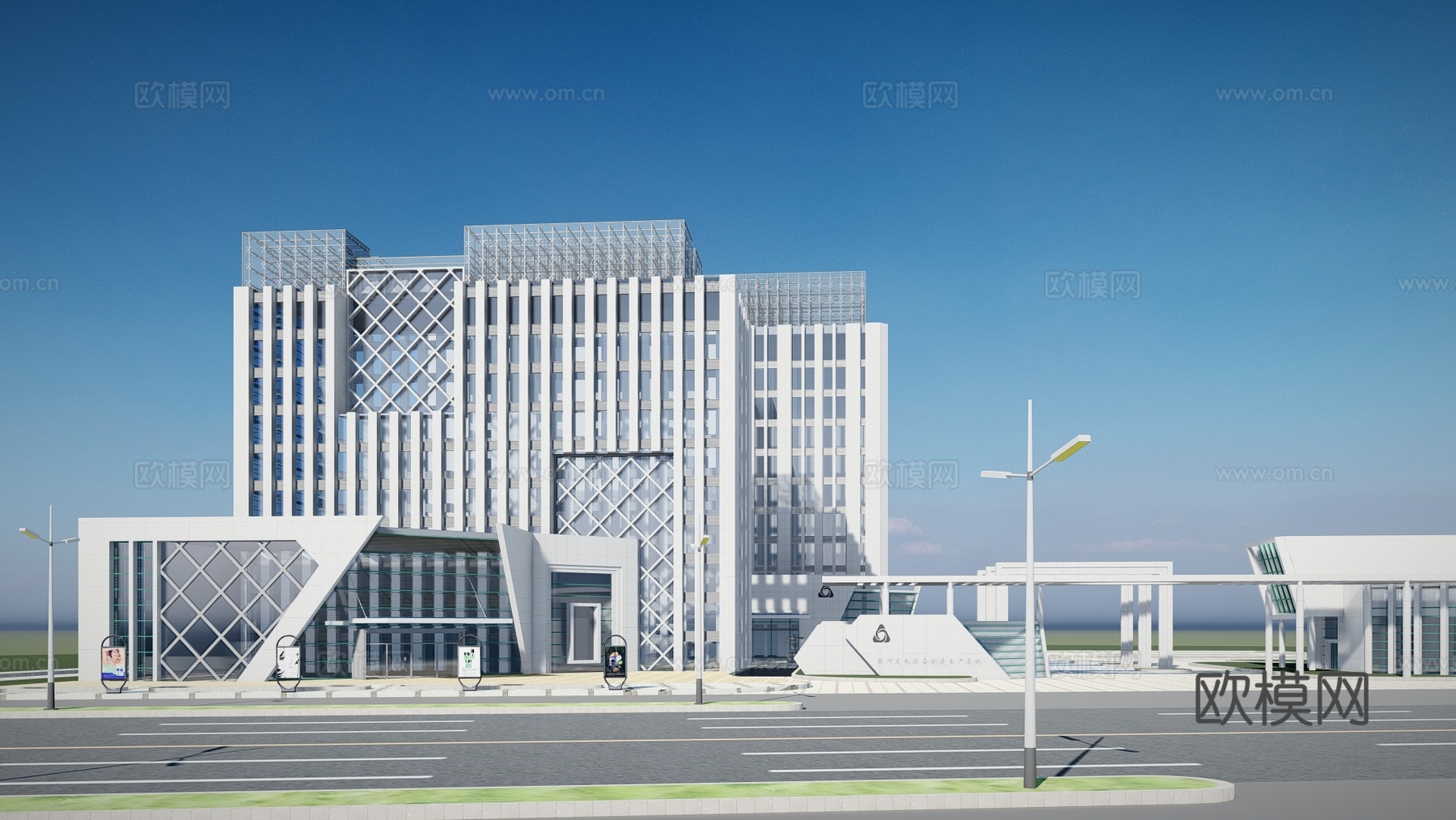 现代办公楼建筑外观su模型下载