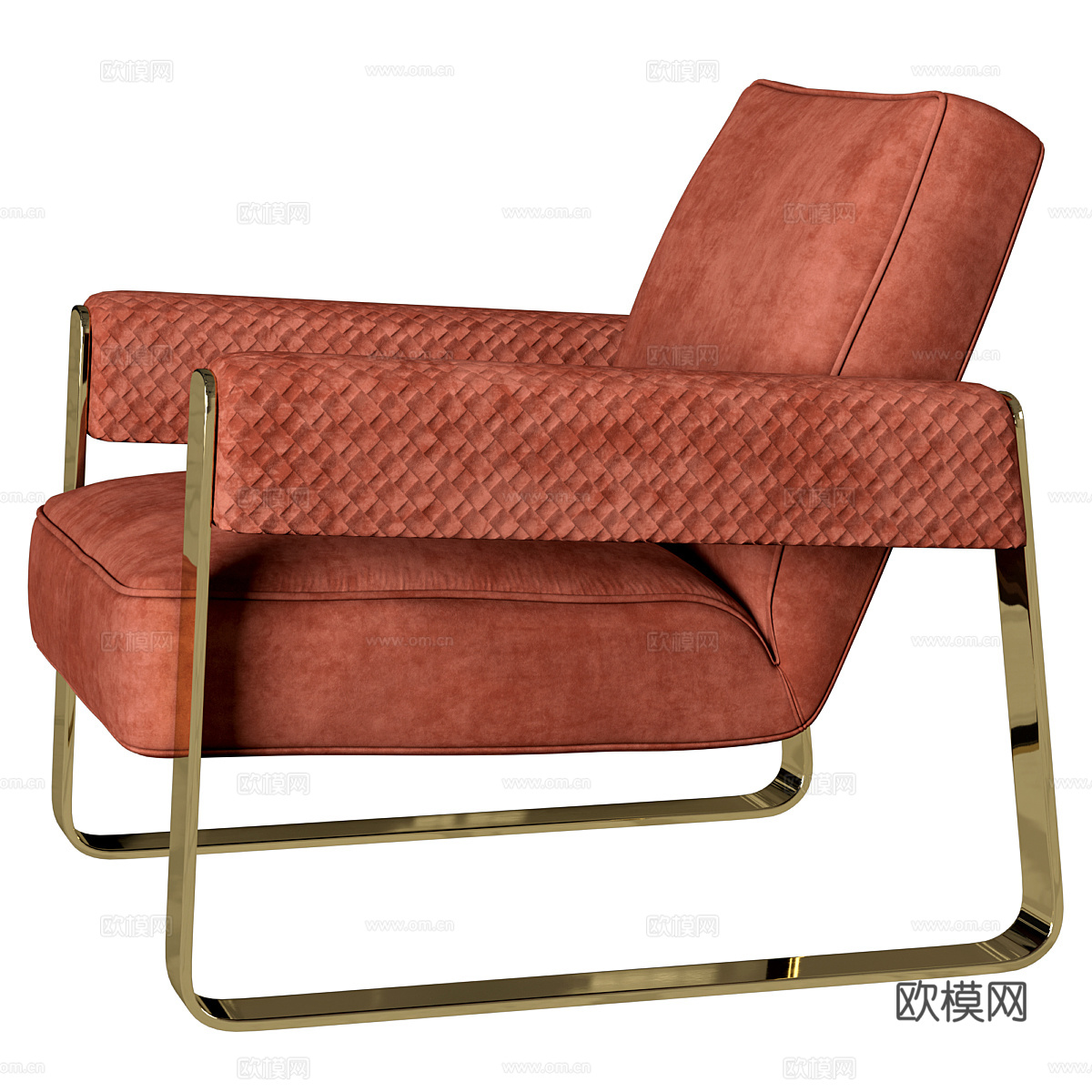 现代意式轻奢布艺扶手椅3d模型