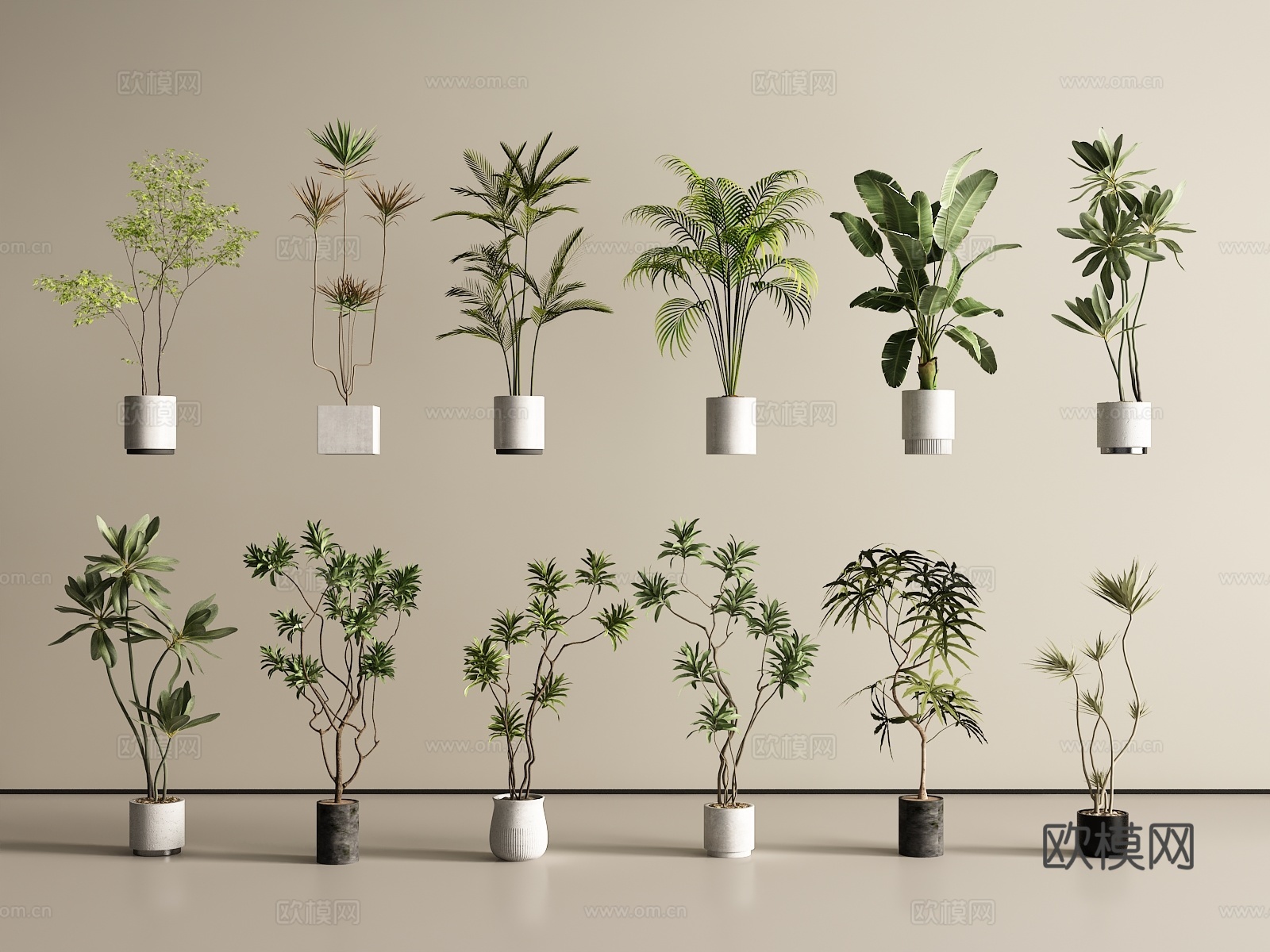 现代盆栽盆景绿植su模型