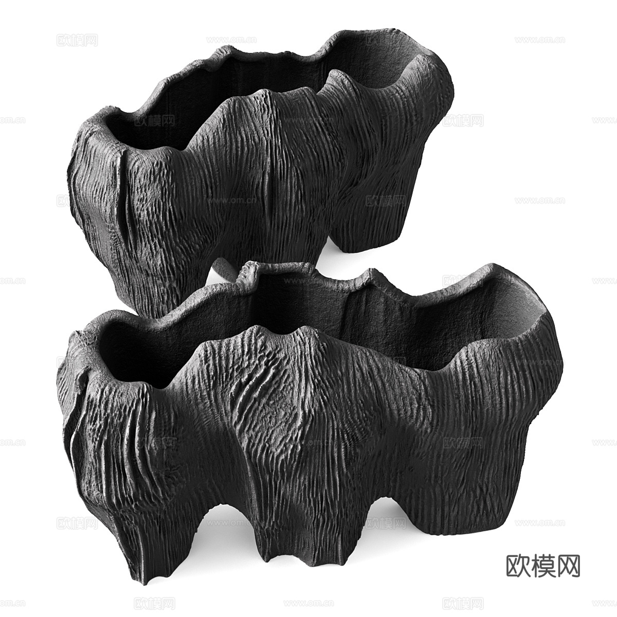 现代意式珊瑚花瓶 陶罐3d模型