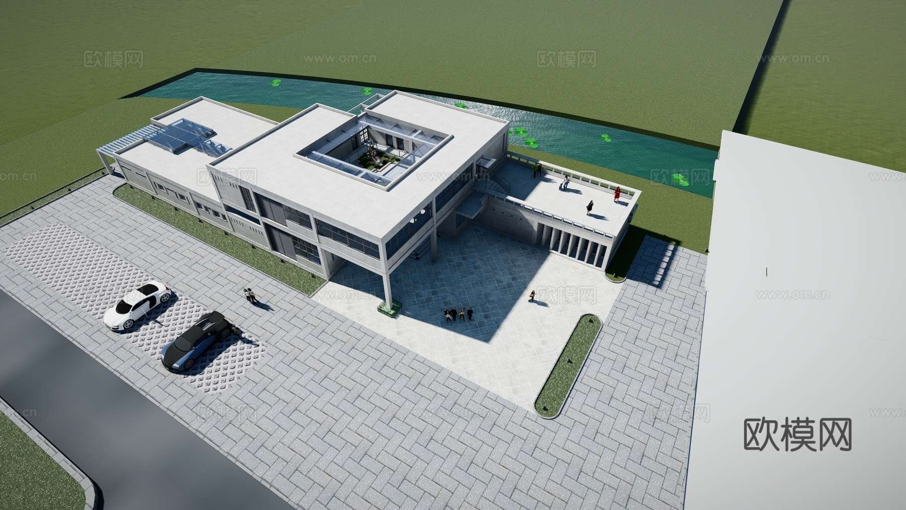 现代商业酒店建筑外观su模型下载