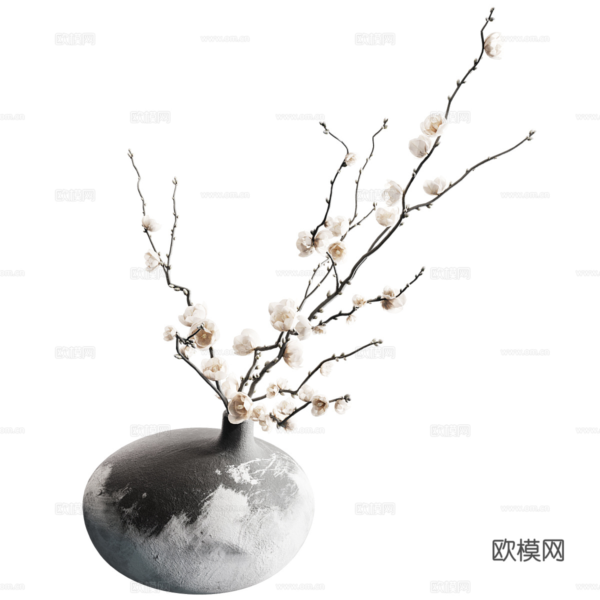 新中式花瓶花艺3d模型