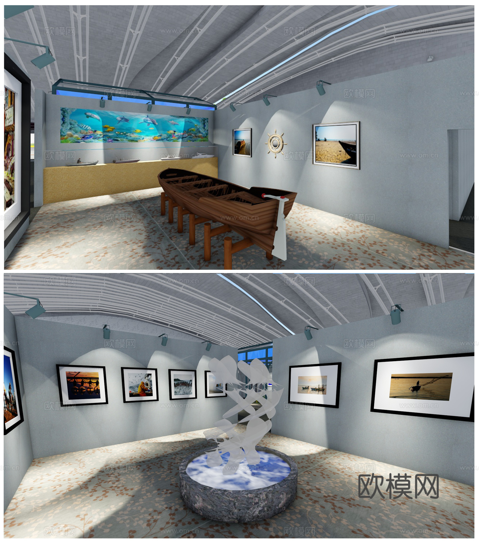 现代海洋水族馆su模型下载