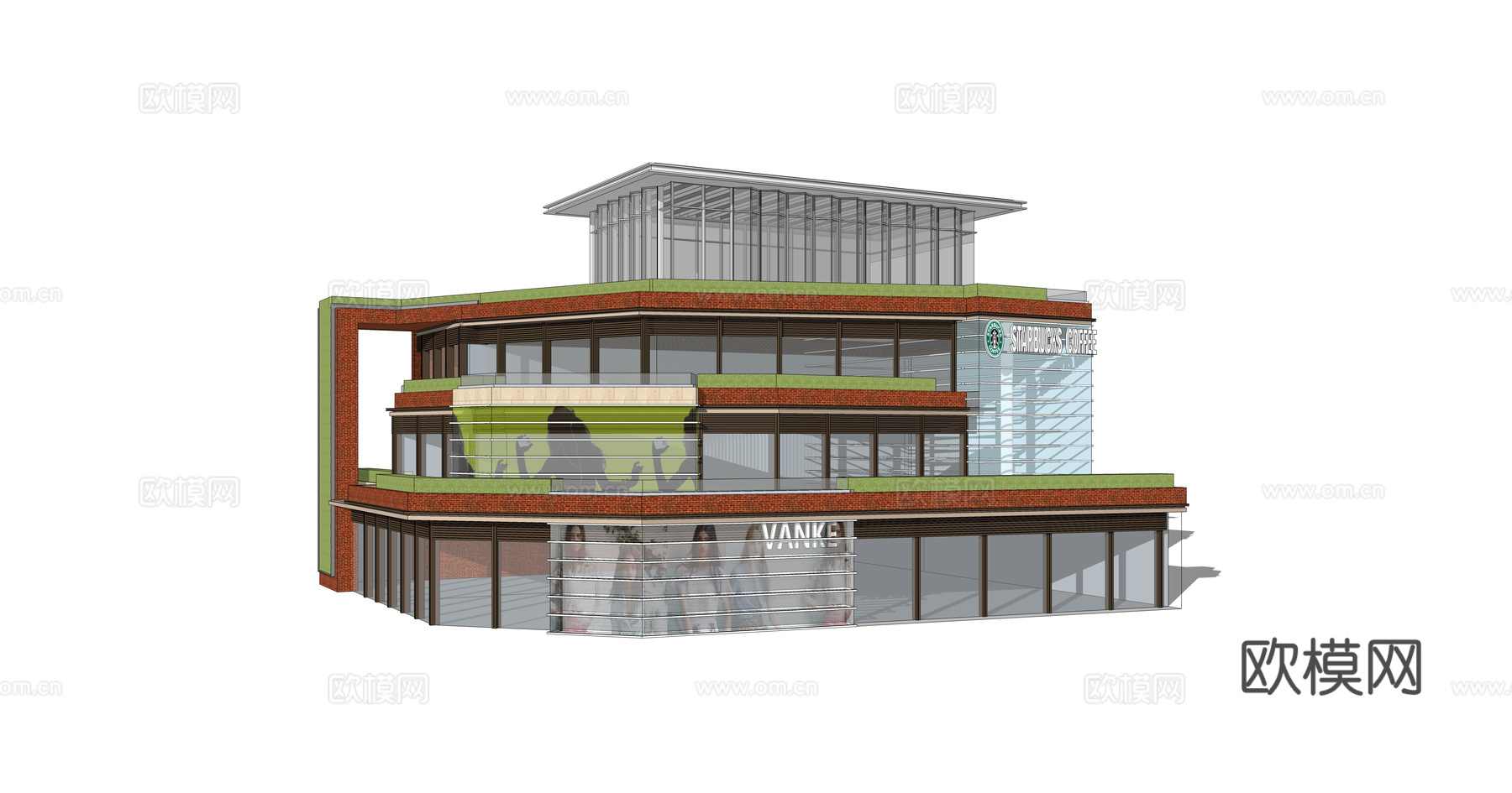 现代商场建筑外观su模型下载