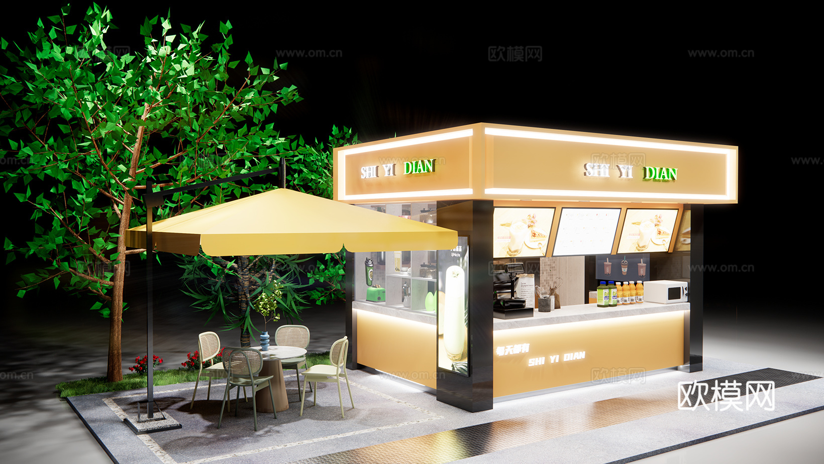 现代奶茶店su模型下载
