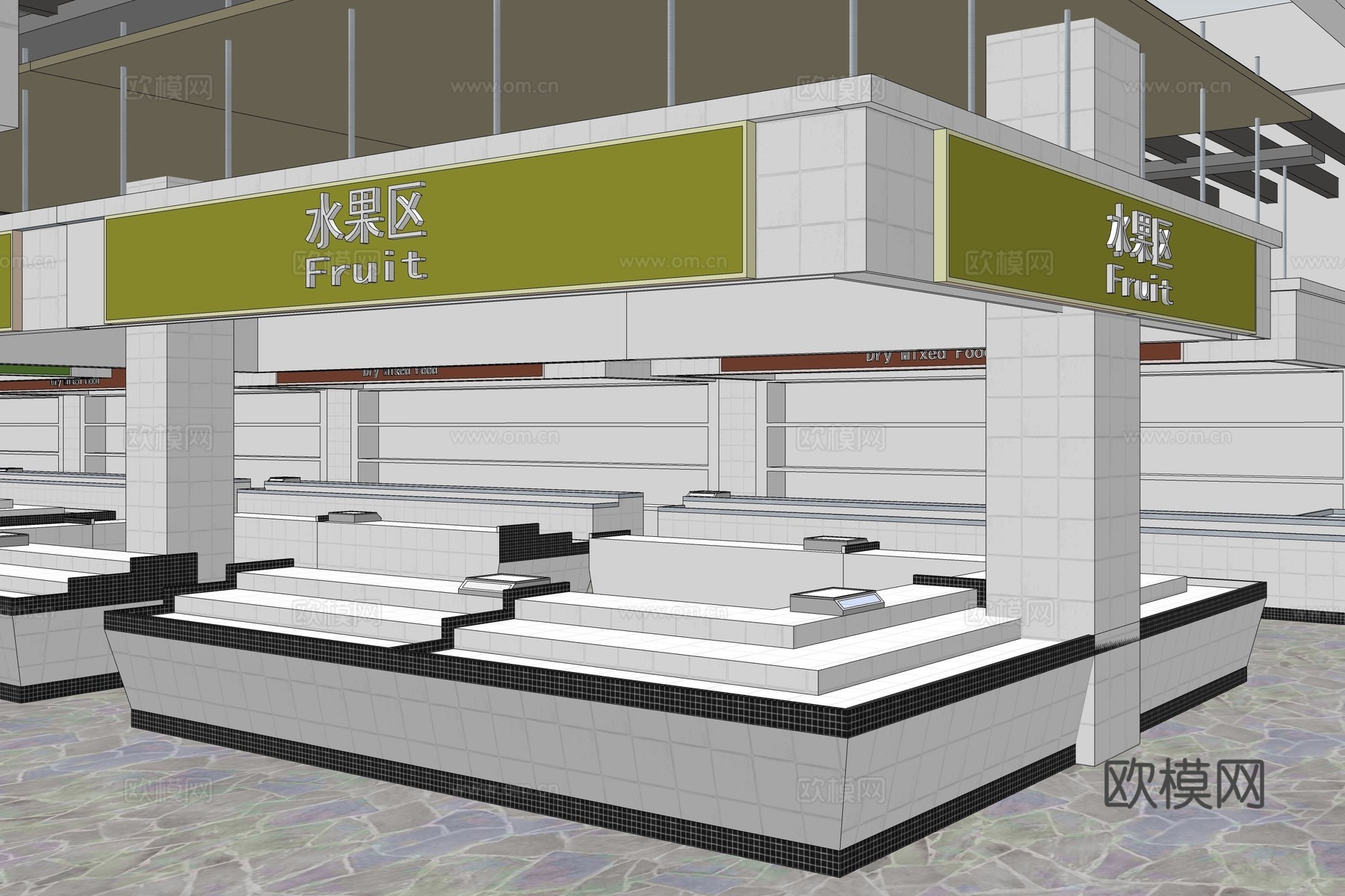 现代农贸菜市场su模型下载