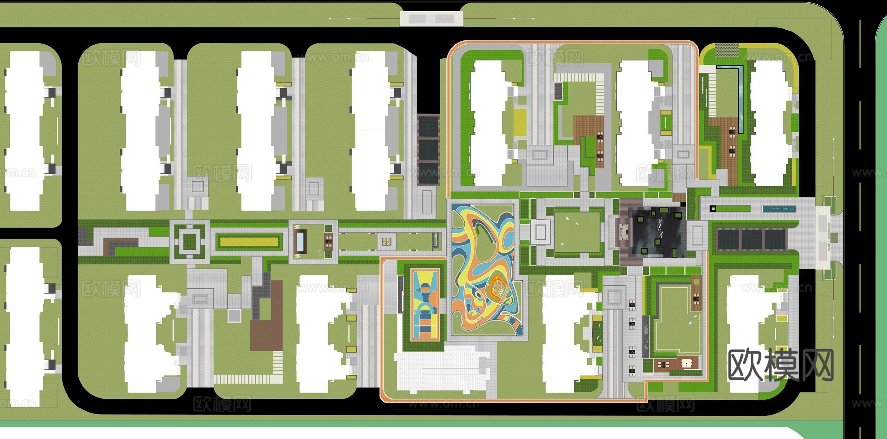 现代住宅小区建筑外观su模型下载