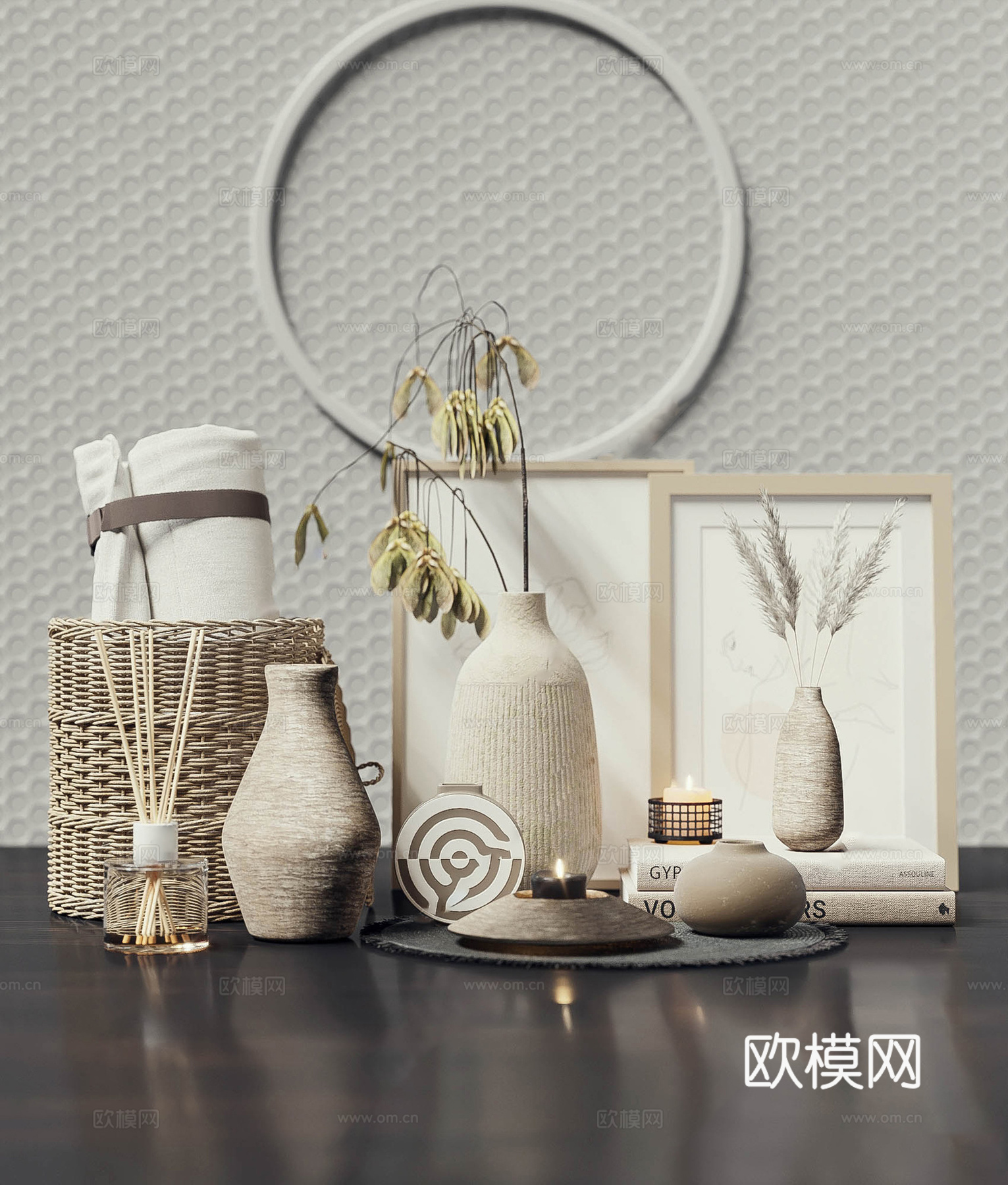 现代侘寂饰品摆件su模型下载