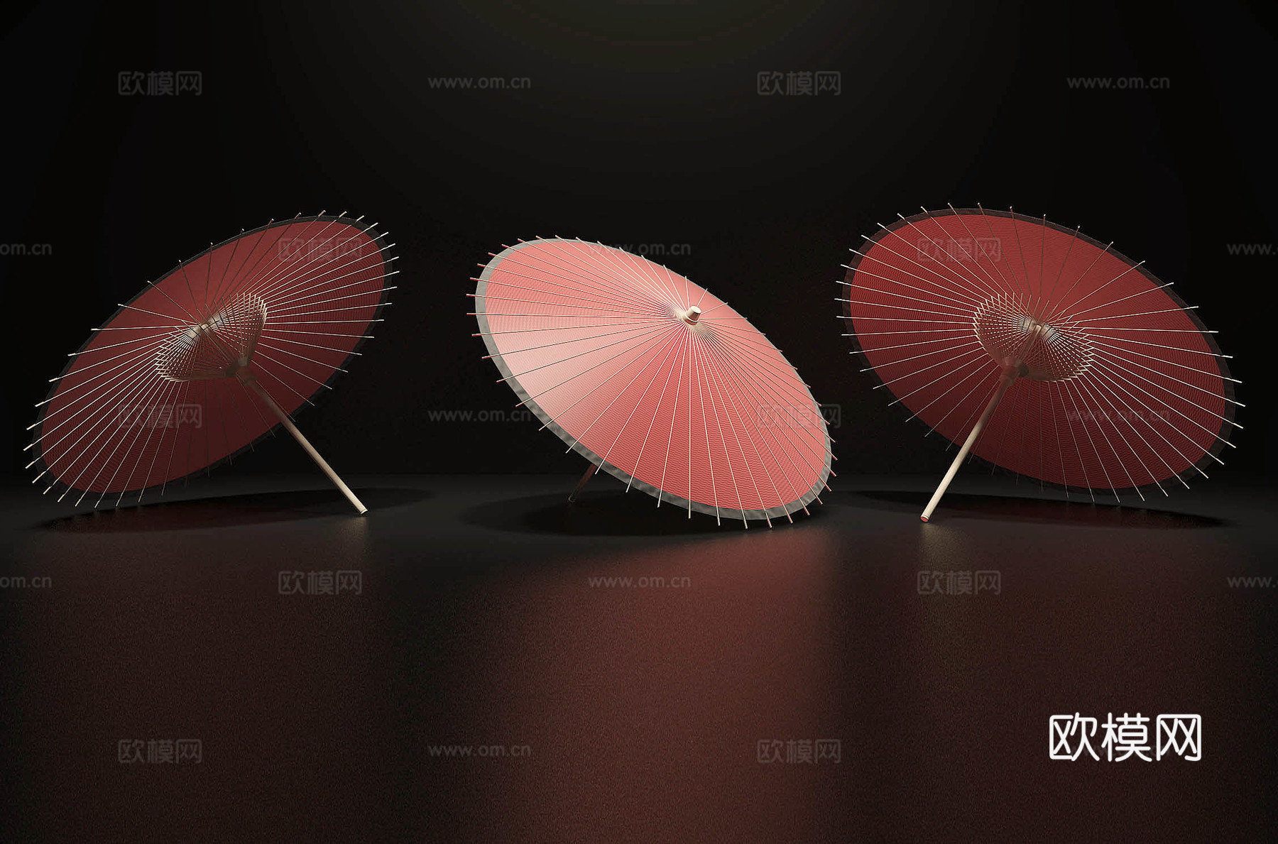 中式油纸伞su模型下载